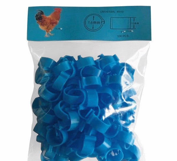 Benringar för höns 16 mm – Blå, 100 st